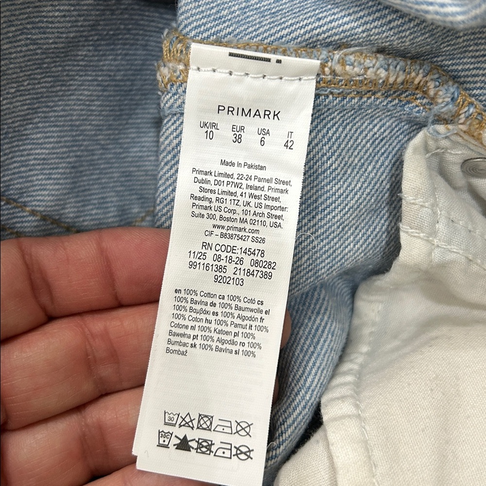 NWT - PRIMARK 100% cotton The Barrel Mid-Rise Jeans - Picture 5 of 10